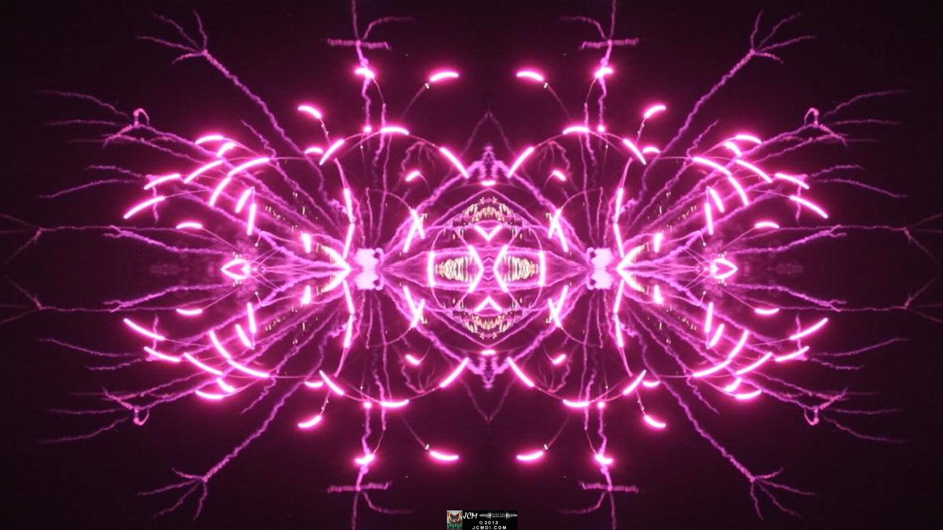 Quadroscopic art made from a digital image of fireworks taken in Castaic, California.